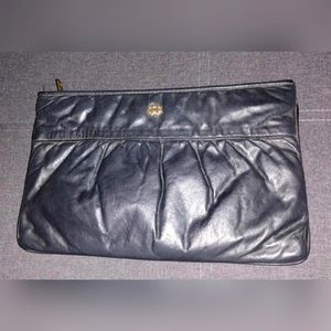 Vintage Letisse Genuine Leather Navy/black Clutch Purse